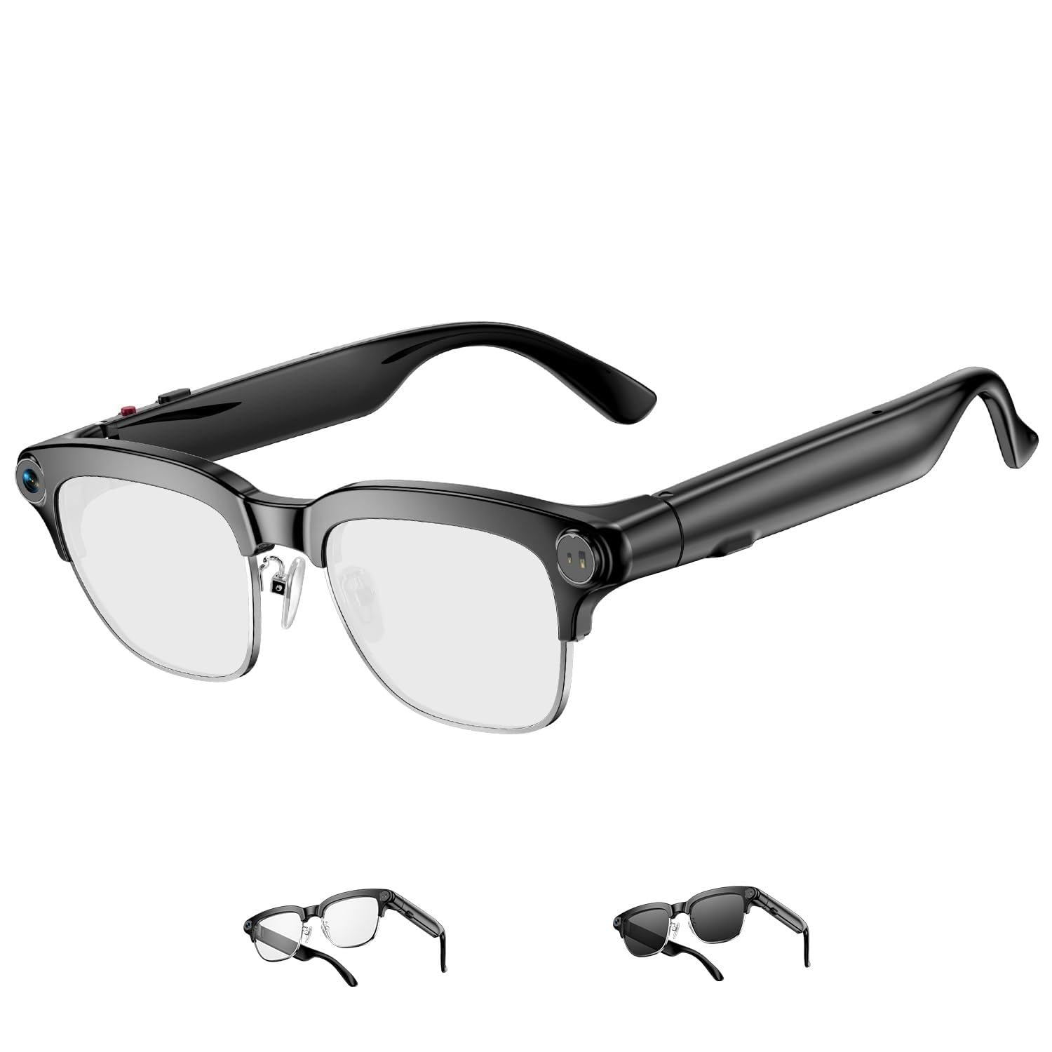 TOOBUR Lunettes connectées AI avec Appareil Photo 8MP, vidéo HD 1080P Anti-Flou, Traduction en Temps réel & Assistant Vocal, appels Bluetooth & Audio à Oreille Ouverte pour vlog, Voyage & réunions