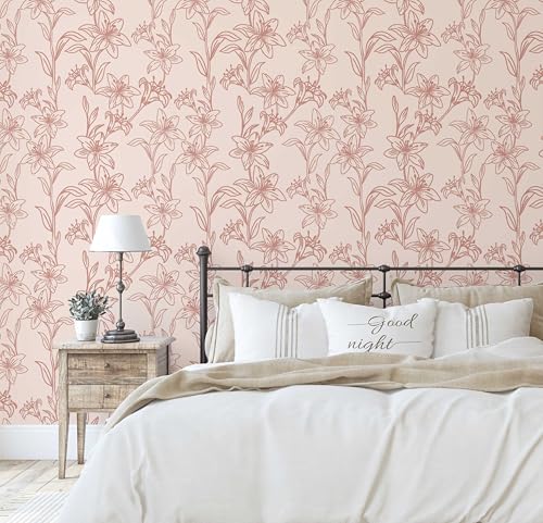 Papier peint autocollant dahlias vinyle texturé imperméable marron
