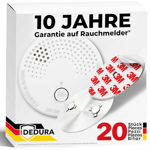 DEDURA Rauchmelder 20er Set mit Magnethalterung
