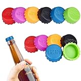 MANICAF 12 Stücke Flaschenverschluss, Bunt Silikon Kronkorken Beer Save, Wiederverwendbarer Bierflaschenverschluss für Bier, Glasflaschen