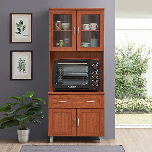 image for HODEDAH IMPORT Tall Standing Kitchen Cabinet with Top and Bottom Enclo