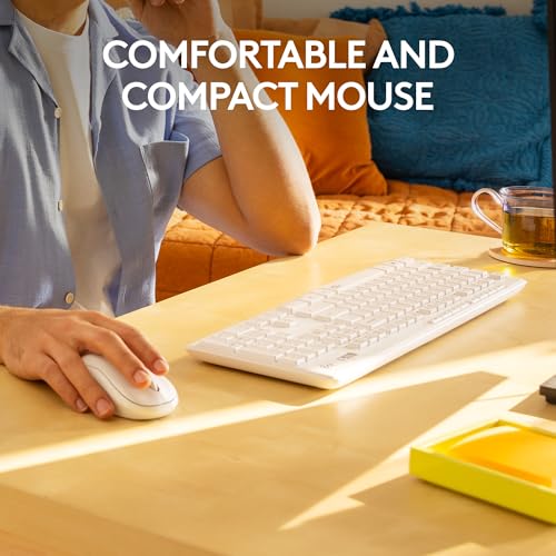 Logitech MK295 Silent Wireless Mouse & Keyboard Combo with SilentTouch Technology, Full Numpad, Advanced Optical Tracking, Lag-Free Wireless, 90% Less Noise, QWERTY UK English Layout - White - Image 5