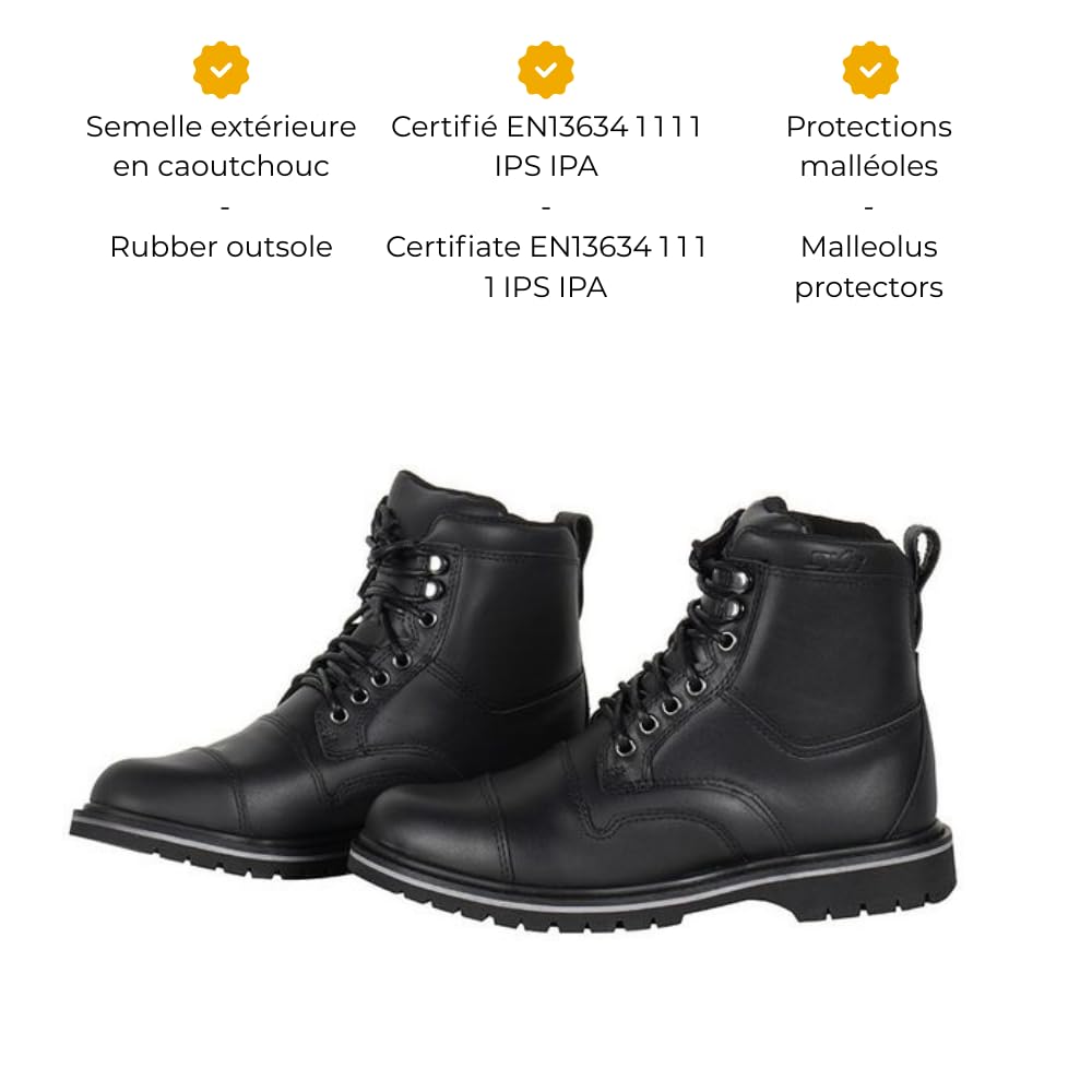 Demi-bottes ARAGO homme Homologué EN 13634 Lacets cuir 42