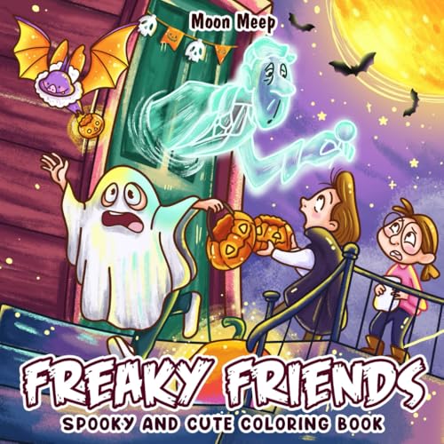 Freaky Friends: Coloring Book for Teens and Adults Featuring Cute Creepy Buddies in Spooky Moments for Relaxation and Stress Relief image 2