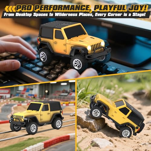 Image of [4WD Edition 1 /36 Scale Mini RC Crawler Car, Toys for Age 8-14 Old Birthday Gifts, Micro RC Truck 4x4 Small Cars with Off Road Full Proportional RTR 2.4GHz Remote - Yellow