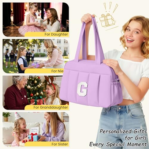 Vogewood Gifts for 11 Year Old Girl-Initial Duffle Bag, Women Travel，Birthday Gift for Mom-Overnight Bag with Wet Pocket，Lightweight Travel Bags Personalized Gym Tote with Makeup Pouch-Girls Stuff by Vogewood - Used condition - Image 2
