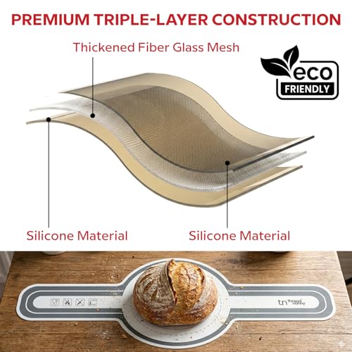 Image of ThreadNanny Silicone Bread Sling for Dutch Oven, 2 Pcs Round Nonstick Sourdough Silicone Bread Sling - 450F Heat Resistant Sourdough Sling, Pan Liner & Bread Baking Supplies (Grey)