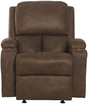 Catnapper Page Rocker Recliner with Two Cupholders in Brown Polyester Fabric