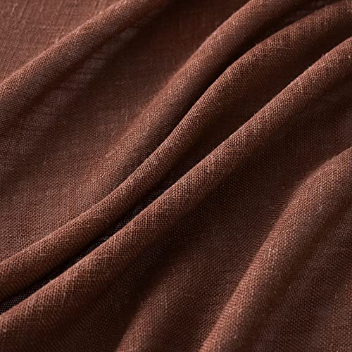 MIULEE Chocolate Brown Linen Curtains 84 Inch Length for Bedroom Living Room, Soft Thick Linen Textured Window Drapes Semi Sheer Light Filtering Rod Pocket Back Tab Burlap Look, 2 Panels, 37x84 Inches