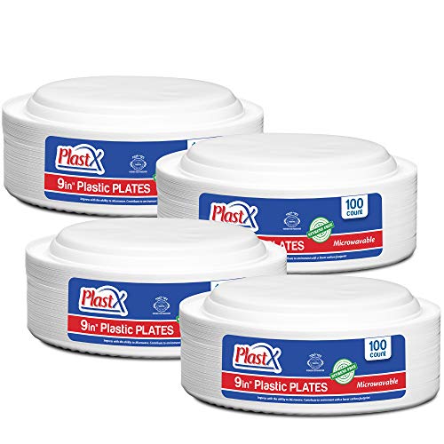 Up To 50% OFF 400 Count, PlastX Disposable 9 inch White Plastic Dinnerware Dinner Plates, Microwavable, Great For Home, Office, Wedding, Parties, or Everyday Use, 4 Packs Up To 50% OFF 400 Count, PlastX Disposable 9 inch White Plastic Dinnerware Dinner Plates, Microwavable, Great For Home, Office, Wedding, Parties, or Everyday Use, 4 Packs