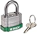 Brady 118936 Green, Key Retaining Steel PadLock - 3/4" Shackle - Keyed Different (6 Locks)