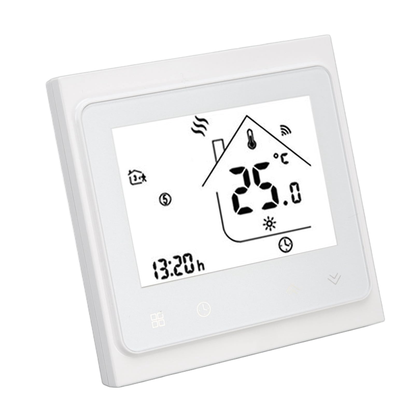Termostat Cyfrowy, Inteligentny Termostat Cyfrowy AC 95–240 V, Biały, Kontrola za pomocą Aplikacji Bezprzewodowej, Obsługa 50 zaworów. Wysokiej Jakości materiał PP ABS, Piloty i