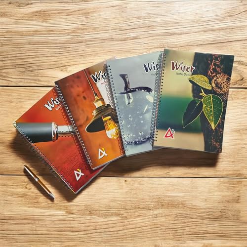 Image of A4 Spiral Notebook Set, Pack-4, 200 Pages Each, White Ring Binding, Plain /Unruled, 75 GSM Chlorine-Free Paper, 200 Total Pages