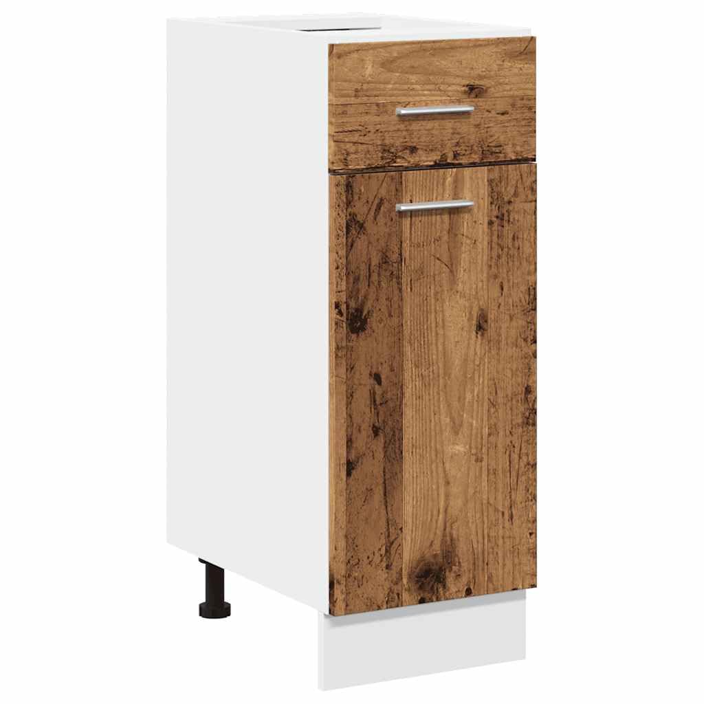 Lyon Schubunterschrank Altholz-Optik, 30x46x81,5 cm, Holzwerkstoff, Küchenschrank mit Schublade, Speisekammer-Lagerung, Küchenschrank
