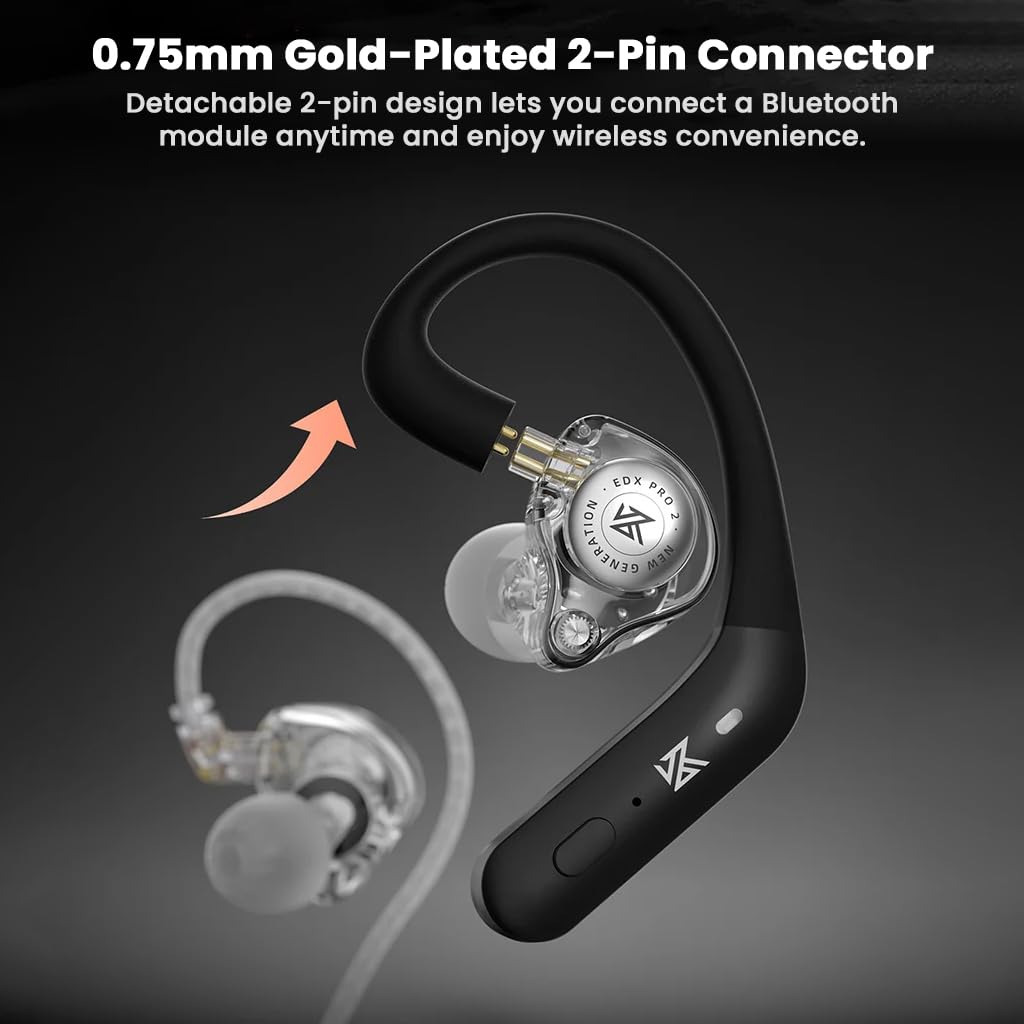 KZ EDX Pro 2 in-Ear Monitor IEM with Mic Earphones with 10mm Dynamic Driver, Balanced Sound, Detachable Silver-Plated Cable with Type-C Plug, Metallic Faceplate, Comfortable Fit Wired IEM (Black) — Amazon image 4