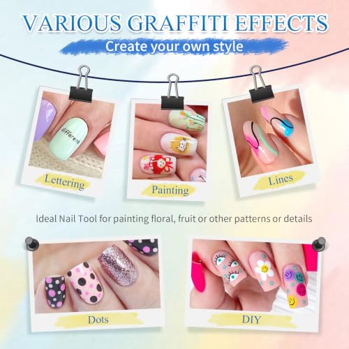 Image of CAHIUYOA 24 Nail Art Pens for Painting Nails,3D Nail Art Markers