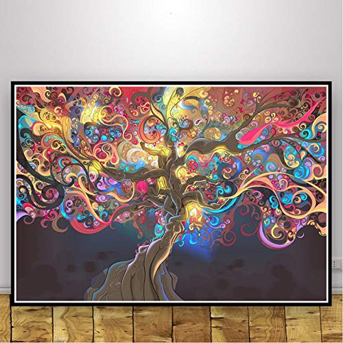 Peinture blacklight trippy poster psychédélique vert pour un salon moderne 50x70cm