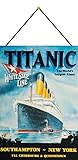Cartel de metal 20 x 30 cm con cordón Titanic World's Largest Liner New...