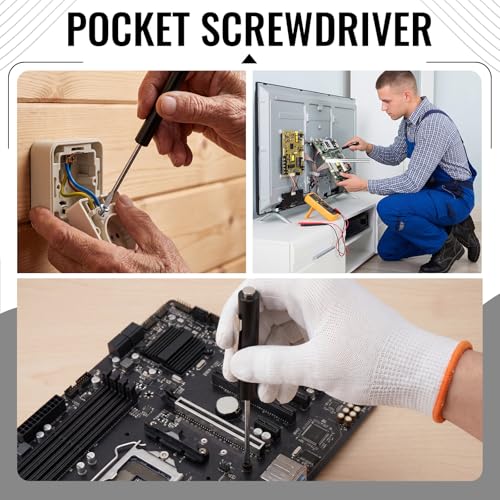 Image of Honoson 25 Pcs Pocket Screwdriver Mini Tops and Pocket Clips Magnetic Slotted Small Screw Driver with a Single Blade Head for Mechanical, Electrician (Black)