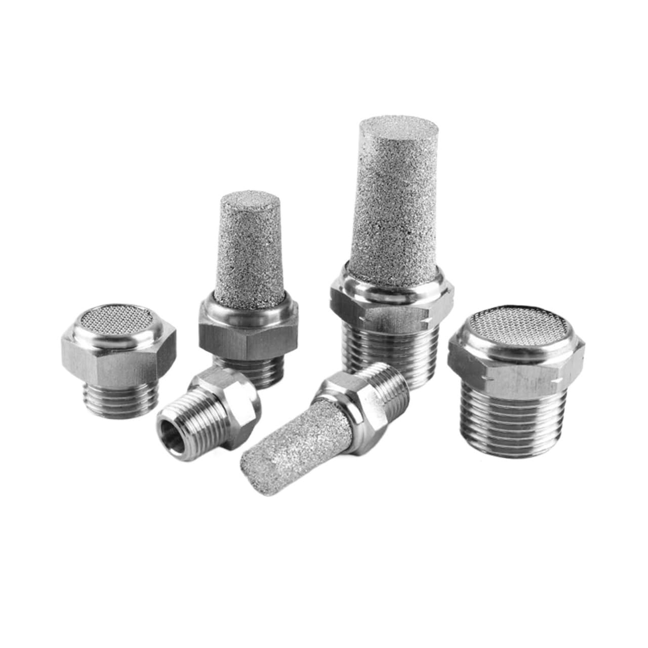 Mosiężny tłumik pneumatyczny tłumik wydechowy ze stali nierdzewnej 304, z płaską i spiczastą końcówką G1/8 G1/4 G3/8 1/2 cala (długość 1 cala)