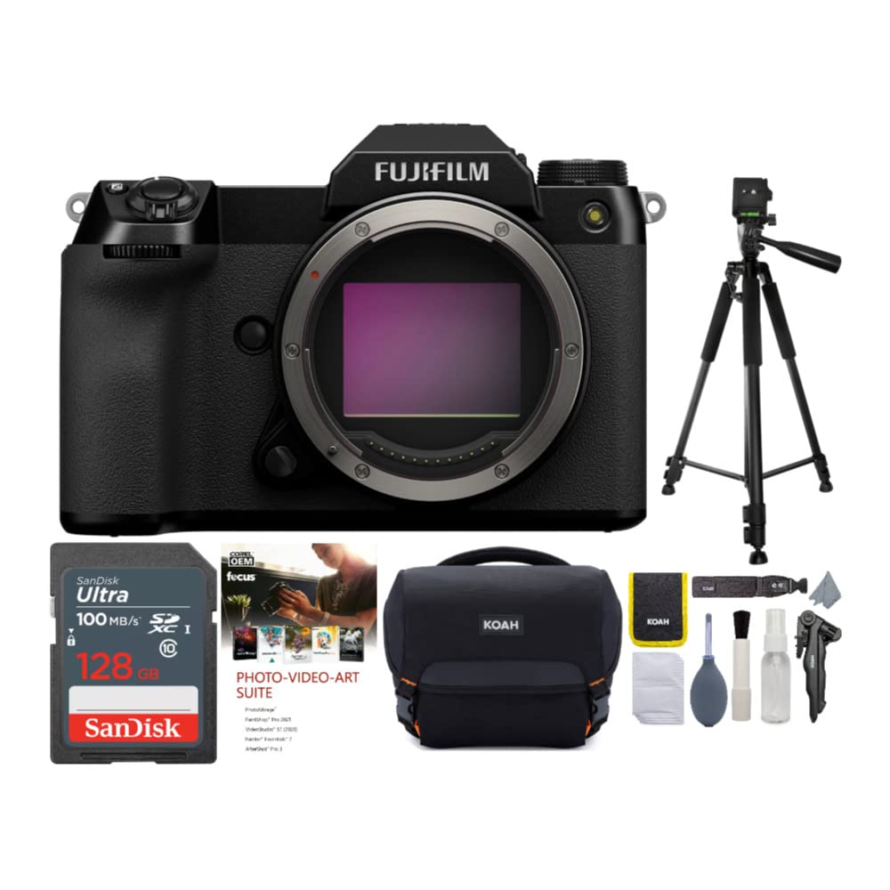 Fujifilm GFX 50SII Medium Format Camera Body (Black) Deluxe Camera with Tripod, Gadget Bag, Premium 
