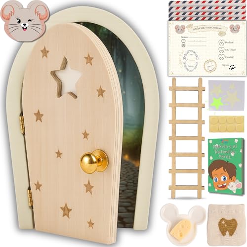 HOMYKIDS® Puerta Ratoncito Perez Magica que se Abre y BRILLA | Cuento GRATIS | Certificados Originales | Puerta Raton Perez de la Casita del Ratoncito Perez | Idea Regalo con Cajita Dientes