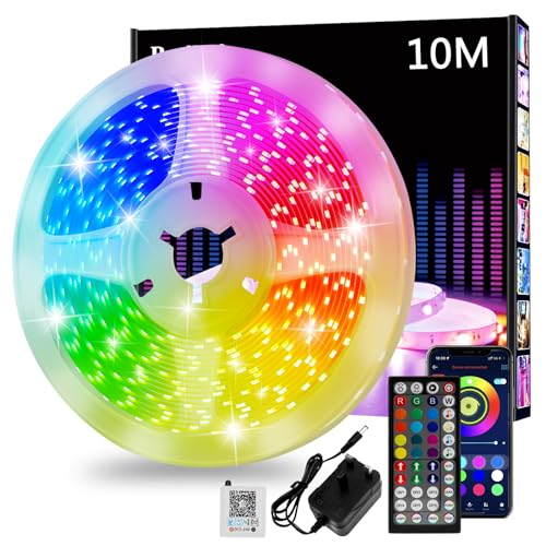 Led Strip Light, 10m Led Lights, Cuttable Led Light Strips with Smart App Control Remote, Music Sync Colour Changing RGB Led Strip Lights for Room Decoration