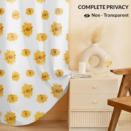 Image of HOMEMONDE Duck Curtain Window 5 Feet 1 Piece- Floral Printed Room Darkening Curtain with Eyelets - (60 Inches, Sunflower Yellow)