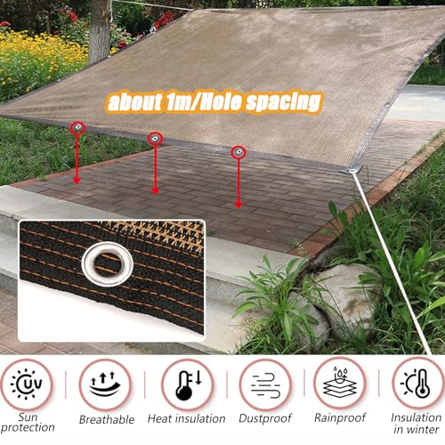 Filet d’ombrage rectangulaire 2mx4m brun avec protection solaire 85% - 6