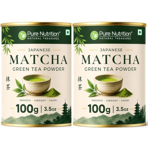 Image of Pure Nutrition Japanese Matcha Green Tea Powder | Matcha Green Tea for Weight Loss | Premium Culinary Grade Matcha for Latte, Smoothie & Baking | Smooth, Vibrant, Rich in Antioxidants | Natural Energy & Metabolism Support | Vegetarian (100g (Pack of 2))