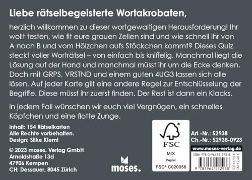 moses. Schwer von Begriff – 600 geniale Worträtsel für Wortbegeisterte, Buchstabendreher, Anagramme und Silbentauschrätsel von Autor Ralf zur Linde für Jugendliche und Erwachsene