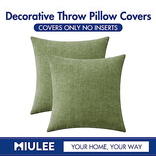 Miulee 2P_XXNE18IN-17 Pack Of 2 Couch Throw Pillow Covers 18X18 Inch Soft Sage Green Chenille Pillow Covers thumb #5