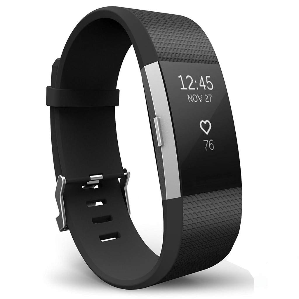 INF Silicone Watch Band compatible with Fitbit Charge 2, Classic & Special Edition Quick Release Wrist Strap for Women/Men, Adjustable Breathable Sport Replacement Band, Small(Black)