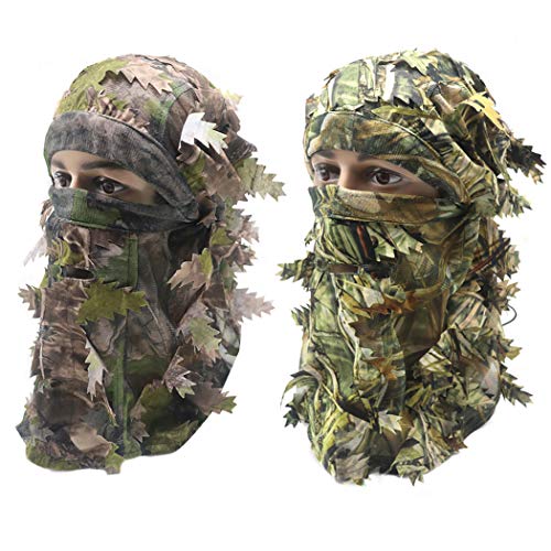 AOUTACC Ghillie Camouflage Leafy Hat 3D Full Face Mask Headwear Turkey Camo Hunter Hunting Accessories(2 Pack,Style 2)