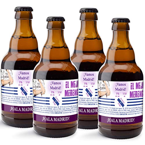 CEREX pack de 4 cervezas artesanales FUTBOL HALA MADRID cerveza especial trigo doble fermentacion cerveza alemana ideal regalo