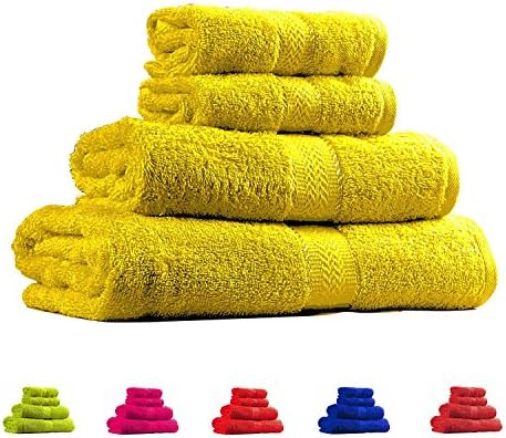TRIDENT Soft and Light 100% Combed Cotton 400 GSM 4-Pieces (Bath & Hand) Towel Gift Set, Yellow