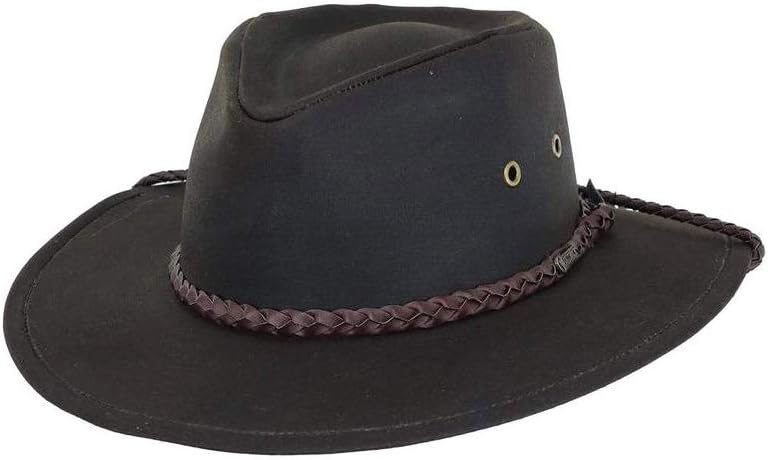Outback Trading Company Unisex 1486 Grizzly UPF 50 Waterproof Breathable Western Cotton Oilskin Hat