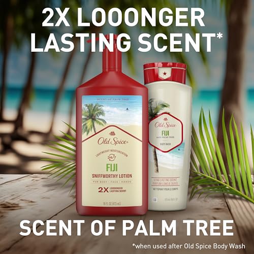 Image of Old Spice Hand, Face & Body Lotion for Men, 24 /7 Lightweight Moisturization with Amazing Scent, Instant Absorption, For All Skin Types, Fiji with Palm Tree Scent, 16 oz