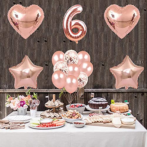 Image of 6 Months Birthday Party Decoration, Half Year Birthday Suppliers for Girls 1 /2 Year Birthday Party 6 Months Balloons,6 Months Balloons One Half Year Birthday Baby Shower Party Decoration (Rose Gold)