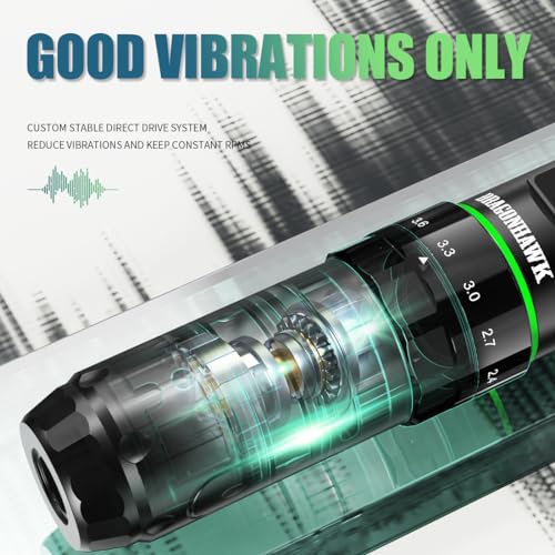 Dragonhawk L3 Tattoo Kit, Cordless/Cord Complete Tattoo Gun Kit Pen Machine, 7 Strokes Length, 2 Batteries 2,000mAh Power Supply with Extra Battery Rca Jack Part, Pro Tattoo Needles for Beginner