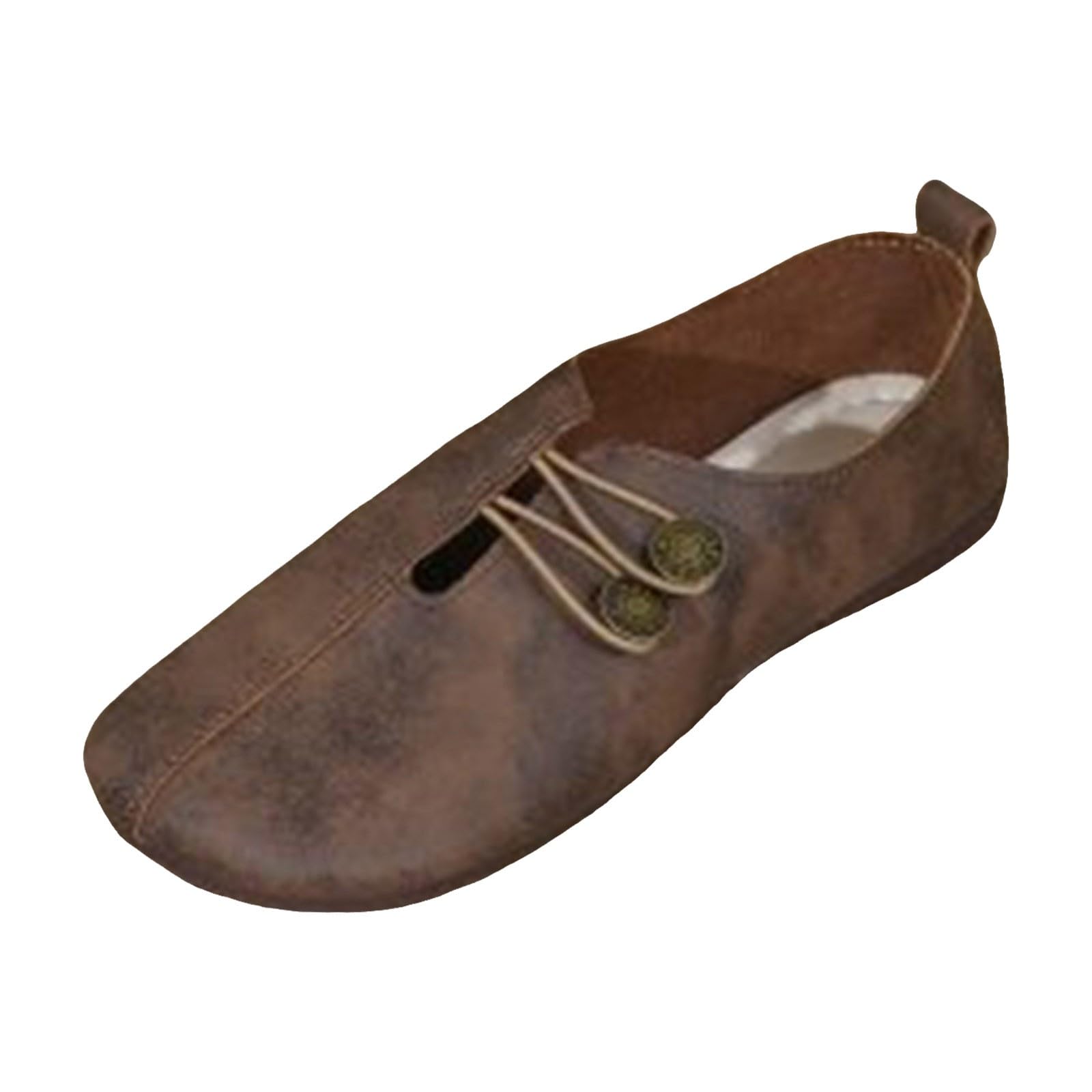 Chaussures de Cosplay médiévales en Similicuir pour Femme - Chaussures Plates élégantes - Style Renaissance Vintage - Durable - Chaussures de Spectacle à Enfiler pour Femme