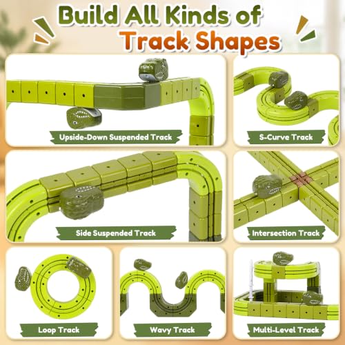 Image of Electric Train Set with 3D Magic Flexible Race Tracks for Kids, Race Car Track Easy to Detach and Store for 3 4 5 6 7 8 Years Old Boys Girls (Large)