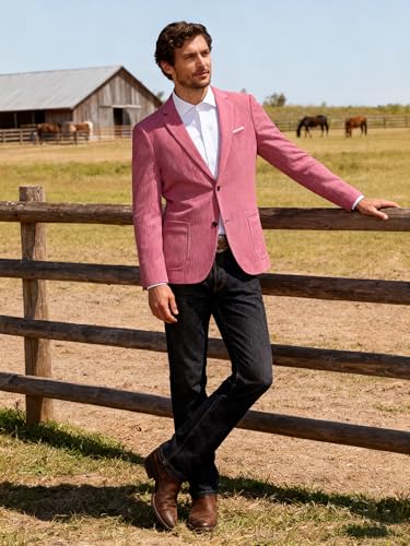 Image of Barry.Wang Men's Vintage Corduroy Blazer Jackets Business Casual Sport Coat | 2 Button,Notch Lapel,Patch Front Pockets,Regular Fit,Daily Wear,Office,Country Western Style,Church Gathering,Homecoming