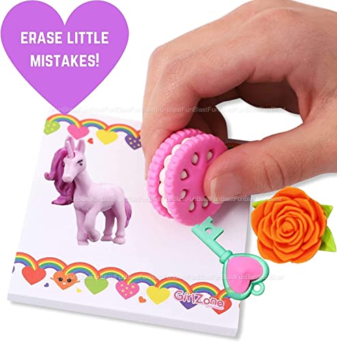 Image of FunBlast Unicorn Erasers - Retractable Eraser, Novelty Eraser Unicorn Themed Kawaii Erasers for Kids, Students, Fancy Stationery Gift for Children, Return Gift for Kids (Pack of 2)
