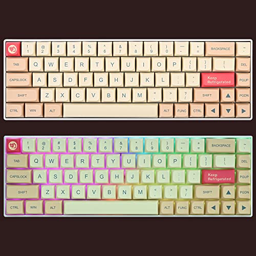 Image of Guffercty kred XDA Profile Yellow Keycaps 60 Percent Dye-sub PBT Keyboard Caps with ISO Keys for 60% 65% 75% 96% Mechanical Keyboard (Soy Milk)
