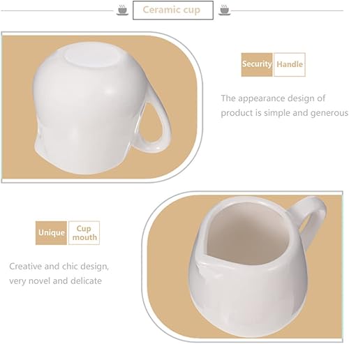 Miniatura 7 de Housoutil 6 piezas de crema de cerámica blanca con asa, jarra de crema de leche de café de porcelana, jarra de salsa de crema blanca de 3.5 onzas,