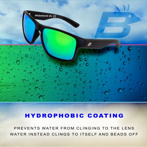 Birdz Eyewear Glide 2 Pairs Sunglasses for Men or Women Scratch Resistant Lens Lightweight Black Square Frame Green and Blue Mirror Lens3