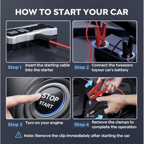 Image of LRSA Car Jump Starter 7000A Peak, 26800mAh Capacity, Up to All Gas and 10.0L Diesel /Petrol Engine, USB Quick Charge 3.0, LED Light, EC-5 Output. (B10)