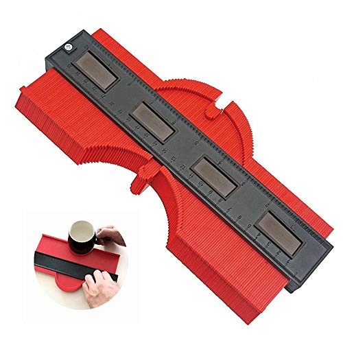 Plastic Contour Gauge 10 Inch - Profile Gauge Measure, for Precise Measurement Tiling Laminate Wood Marking Tool For Perfect Fit and Easy Cutting, Perfect Gift for Dad Men Husband (Red)