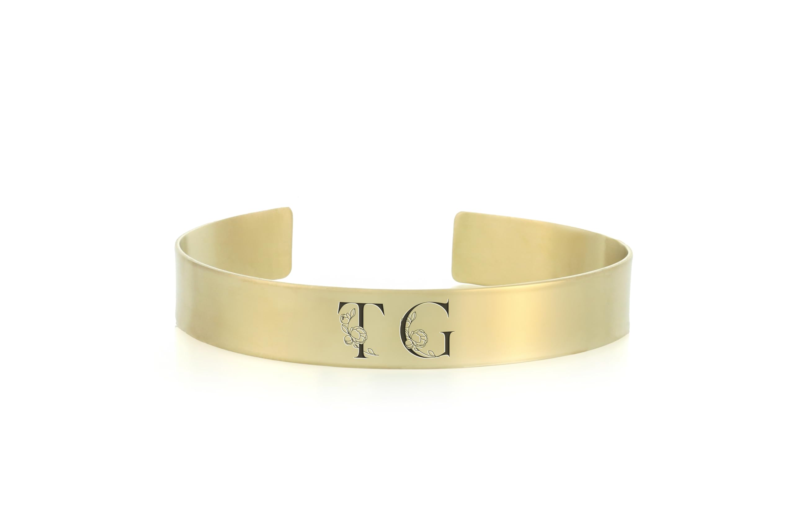 Bracelet de mariage fleuri gravé pour sceller votre amour avec vos initiales